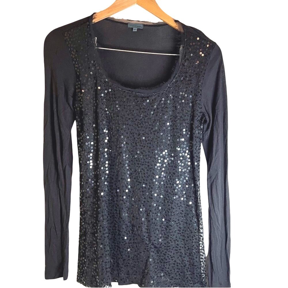 Anthropologie Black Sequin Blouse